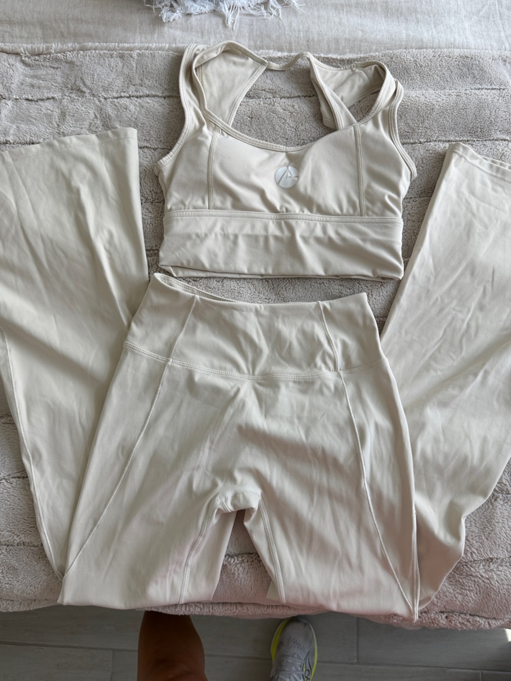Miami Cream Sports Bra Leggings Matching Set S/M